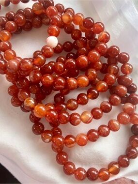 Carnelian Bead Stretch Bracelet - 4mm